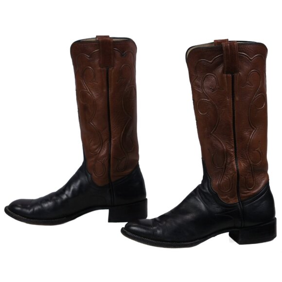 James Leddy Vintage Cowboy Boots Custom Handmade Monogram Inlay Womens 6.5 or 7 - Picture 6 of 13